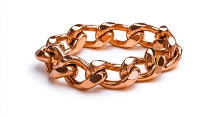 A photostock of golden chains linked together, showcasing intricate details and a polished surface, isolated on a clean white background, High Quality