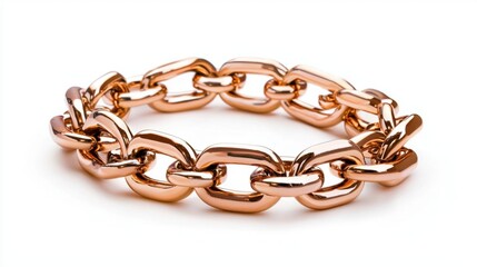 Obraz premium A photostock of golden chains linked together, showcasing intricate details and a polished surface, isolated on a clean white background, High Quality