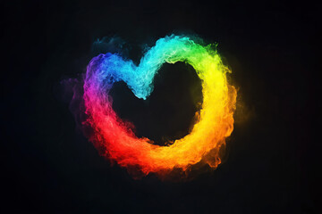 Colorfful heart shaped smoke