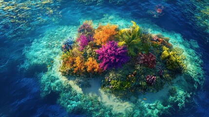Fototapeta premiumVibrant tropical fish dart through a mesmerizing underwater coral reef teeming with marine life