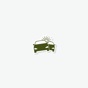Car crash icon sticker isolated on gray background