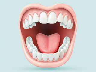 Bad breath. Open mouth with visible teeth and tongue, showcasing oral health