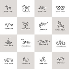 Animal logo line art collection