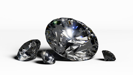 Cluster of radiant diamonds with shadows on a neutral surface