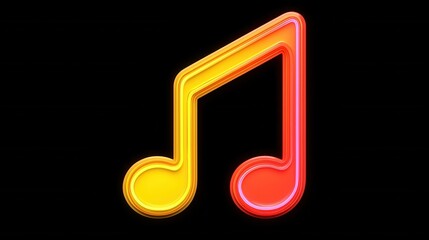 Obraz premium Neon Music Note Icon on Black Background for Creative Projects