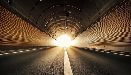 view from inside very long tunnel on highway