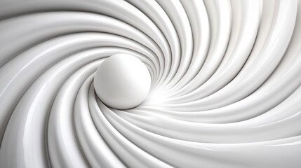 Fototapeta premium Elegant Abstract White Swirl with Sphere in Soft Curves and Lines
