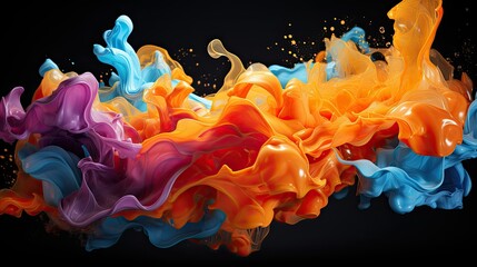 Abstract paint splashes in dynamic display