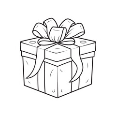 gift box coloring page, vector icon illustration