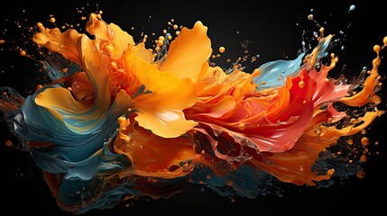 Abstract paint splashes in dynamic display