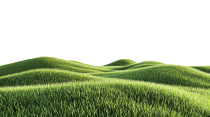 Green meadow landscape, transparent background