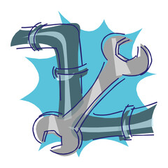  a pipe wrench to fix the plumbing issue design vector