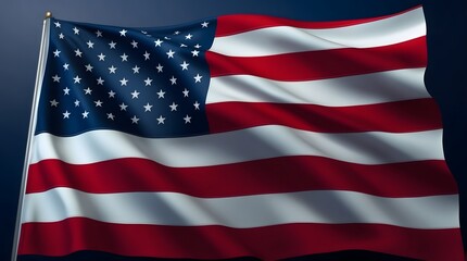Obraz premium High-Resolution Waving American Flag with Vibrant Colors, Realistic 3D Render of the USA Flag with a Dark Background, Patriotic Display of the Stars and Stripes in Stunning Detail