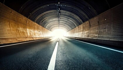 Obraz premium view from inside very long tunnel on highway