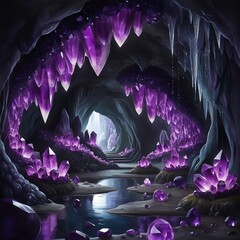 Fototapeta premium Purple crystal in the cave