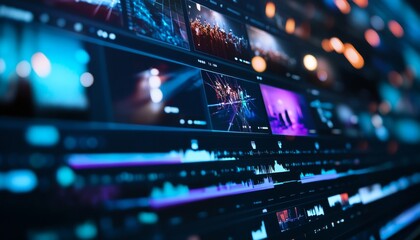 Video Editing Timeline with Colorful Interface
