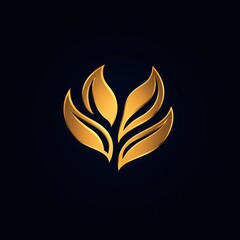 Golden Abstract Floral Design Logo Representing Elegance