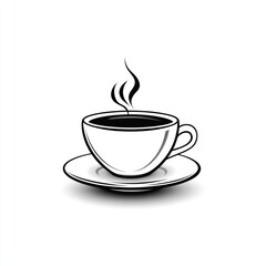 Obraz premium A steaming cup of coffee rests on a saucer