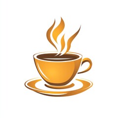 Obraz premium Steaming Coffee Cup on Saucer Golden Design