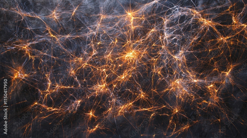 Poster Neural network glowing across blank canvas abstract art concept digital environment artistic perspective