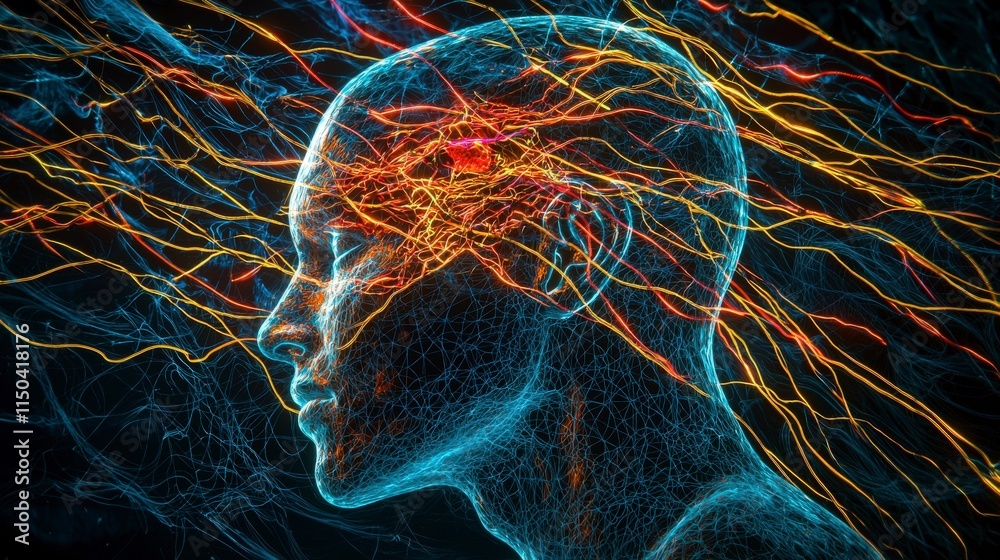 Poster Glowing nerves illustrate neural pathways digital art abstract environment conceptual viewpoint