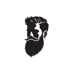 Black Color Bearded Man silhouette design Vector Illustration, Solid White Background 3.eps