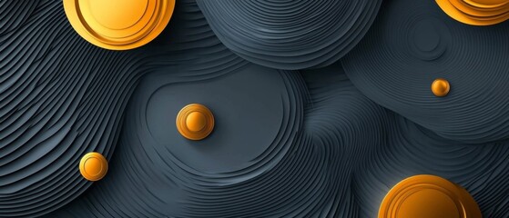 Tech geometric background with abstract golden and grey circles