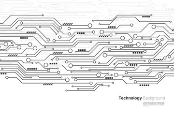 Digital technology circuit board background with dynamic lines. Abstract technology design. Vector illustration.