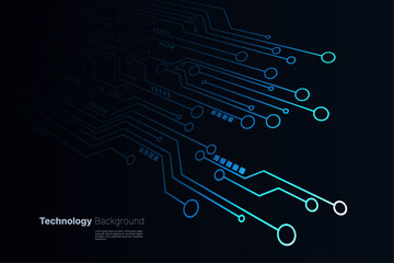 Digital technology circuit board background with dynamic lines. Abstract technology design. Vector illustration.