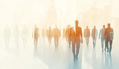 Fototapeta premium Abstract Businesspeople Silhouettes in Motion 