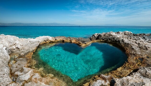 Generated image heart shaped rock pool with turquoise water