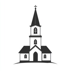 Simple Black and White Church Building Illustration