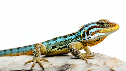 Naklejka premium Photo of chameleon with beautiful color white background 