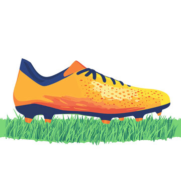 simple A close-up of a soccer cleat on a grassy field. flar vector