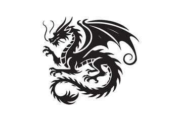 simple dragon black color vector silhouette in white background