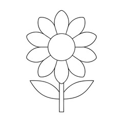 Minimalist Daisy Flower Line Art Coloring Page.