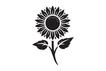 simple sunflower black color vector silhouette in white background