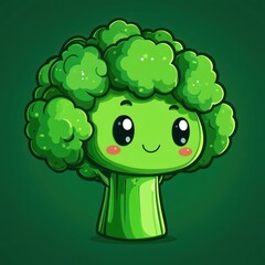 Fototapeta premium Adorable Cartoon Broccoli Character Illustration
