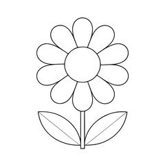 Minimalist Daisy Flower Line Art Coloring Page.