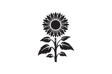 simple sunflower black color vector silhouette in white background