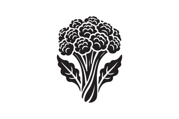 simple cauliflower black color silhouette in white background