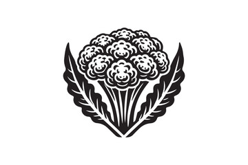 Obraz premium simple cauliflower black color silhouette in white background