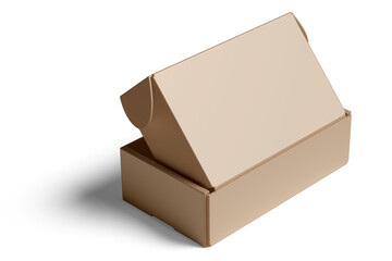 Brown Cardboard paper box isolated on transparent background