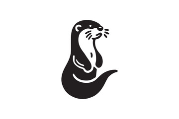 simple otter  black color silhouette in white background