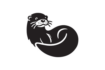 simple otter  black color silhouette in white background