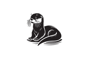 simple otter  black color silhouette in white background © Hasan Asib