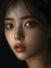 Beautiful gorgeous korean model woman, suits for Healthy glowing face skin care beauty, skincare cosmetics