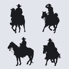 flat design cowboy silhouette illustration