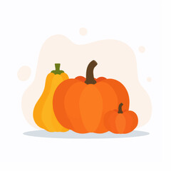 Vibrant Autumn Scene with Pumpkins, Butternut Squash, and Gourds