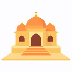 Golden Temple Illustration with Stunning Gold and Orange Staircase